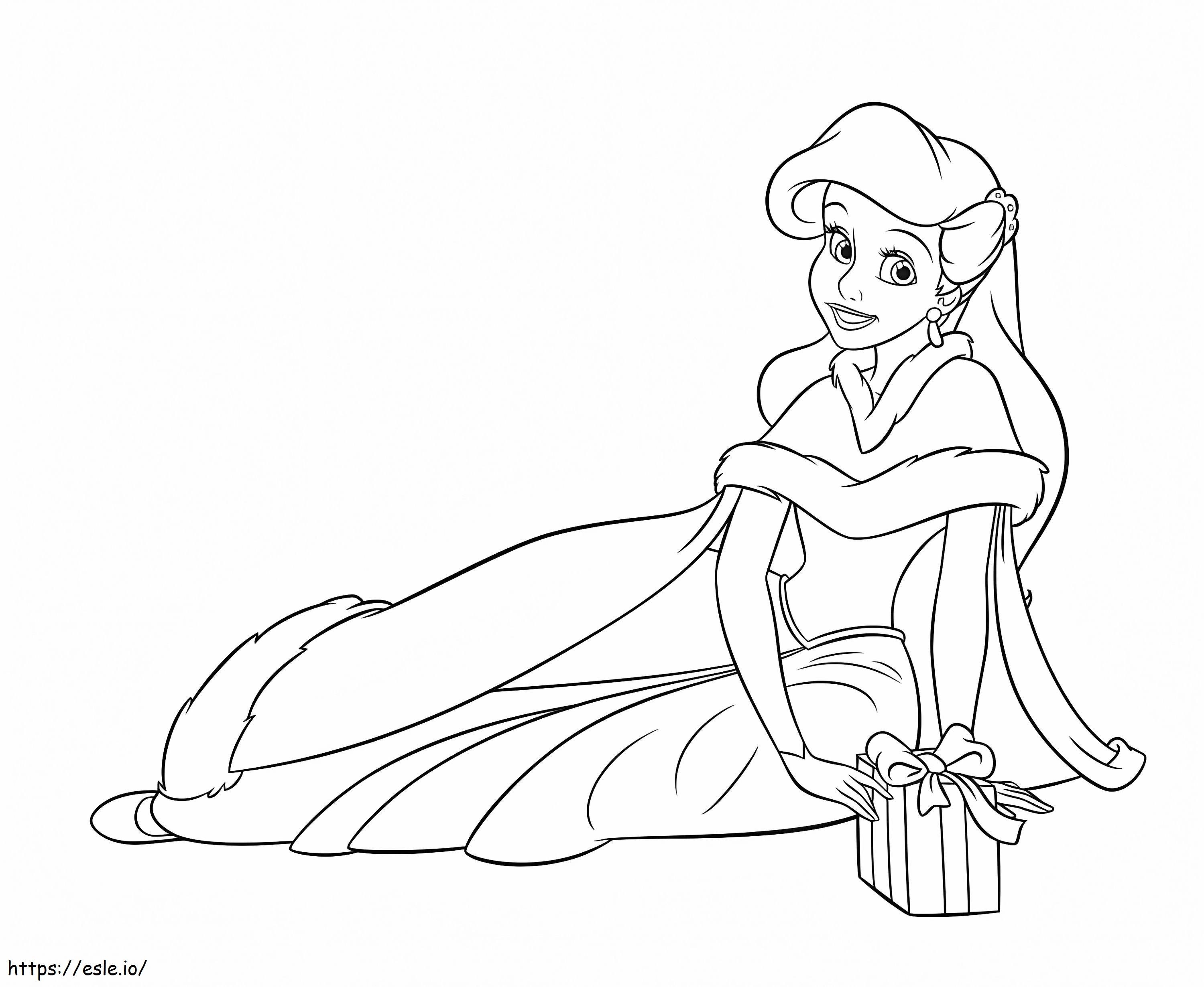 Princess ariel disney christmas coloring page