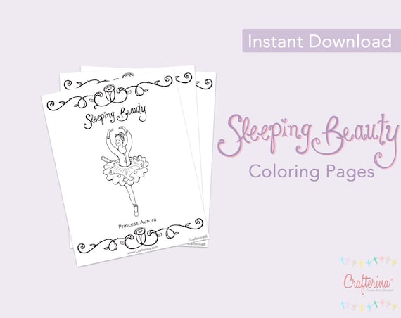 Sleeping beauty ballet pdf coloring sheets pages printable ballet theater paper goods toy children diy instant download