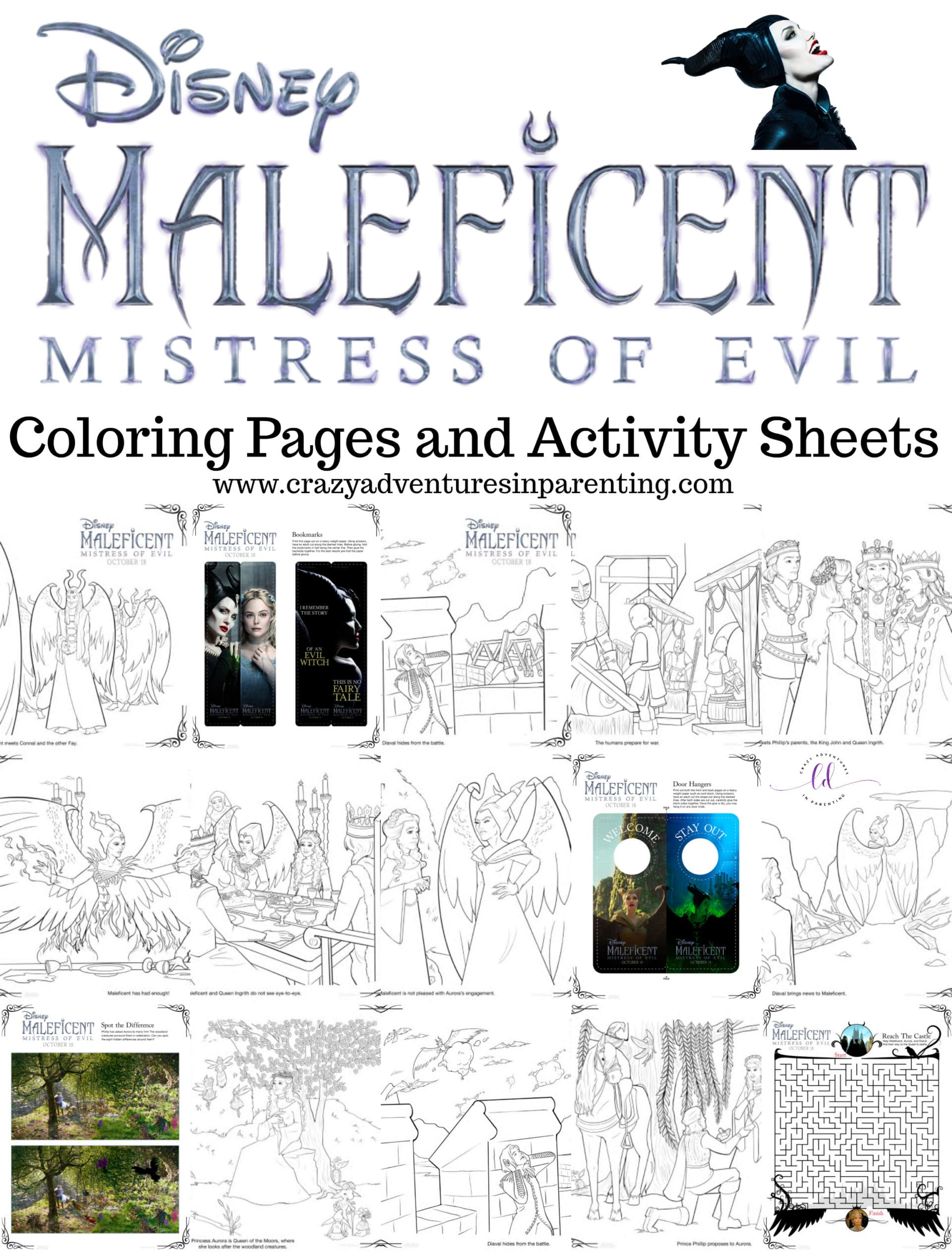 Maleficent coloring pages and activity sheets crazy adventures in parenting