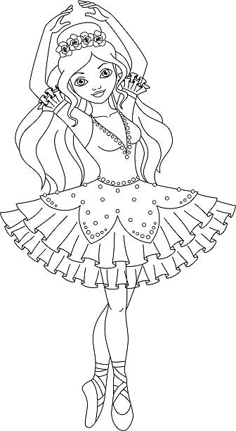 Ballerina coloring page stock illustration