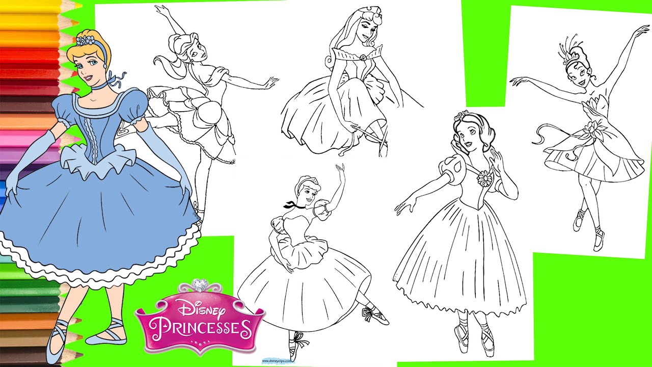 Coloring pages disney princess ballet costume belle cinderella snow white aurora
