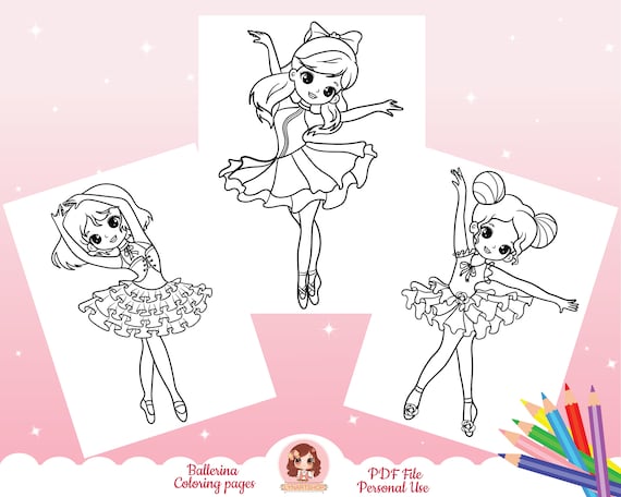 Ballerina coloring pages for kids printable coloring sheets fairy princess magicalchibi girls kawaii coloring book pages pdf download now