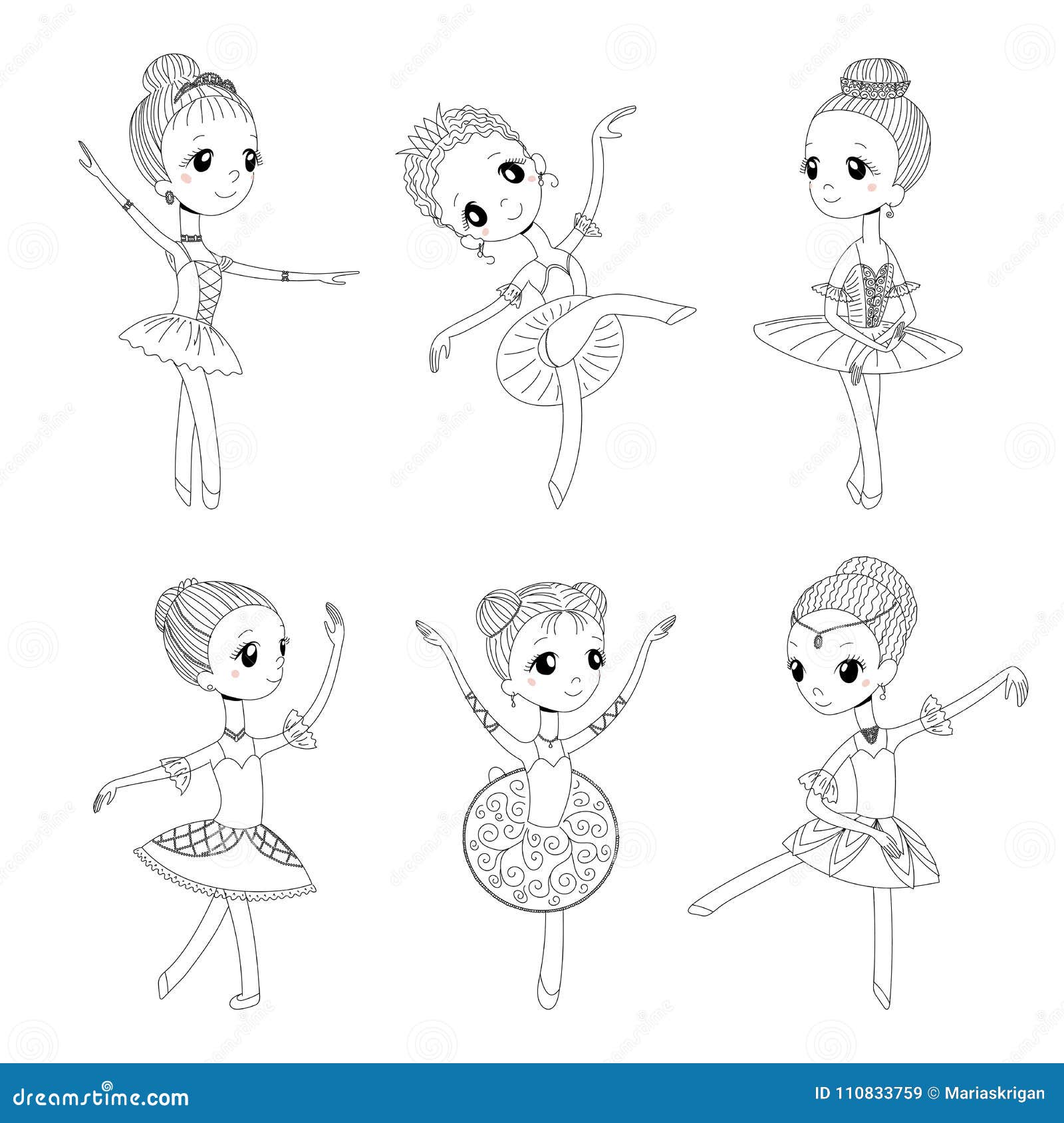 Cute little ballerinas coloring pages stock vector