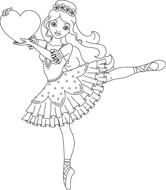 Ballerina coloring page stock illustration