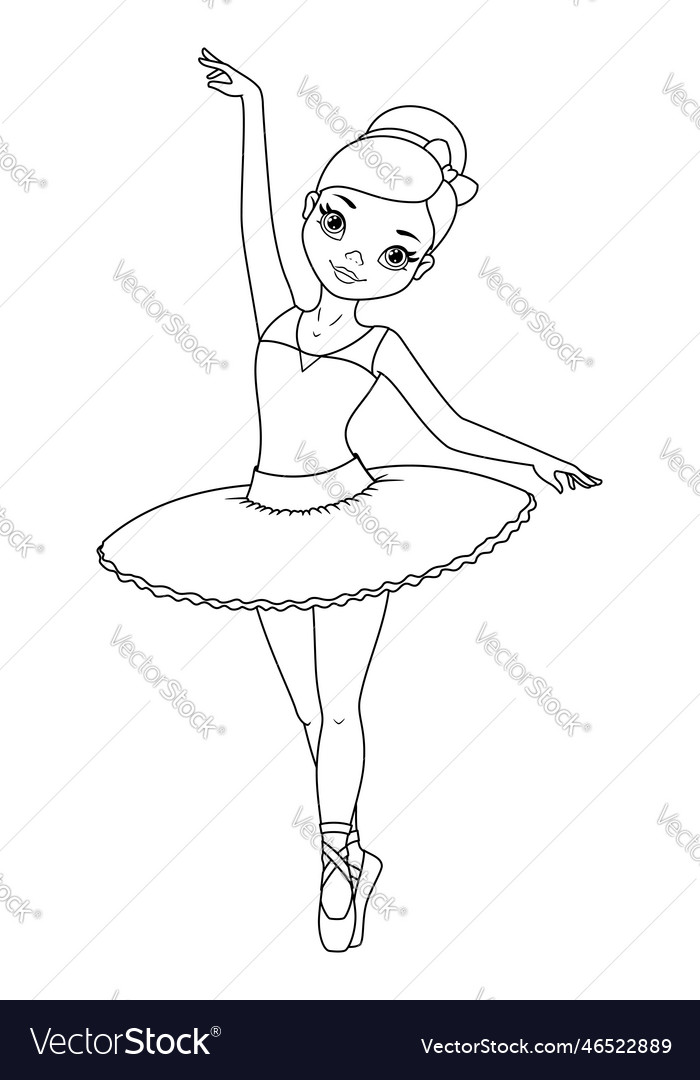 Ballerina coloring page cartoon royalty free vector image