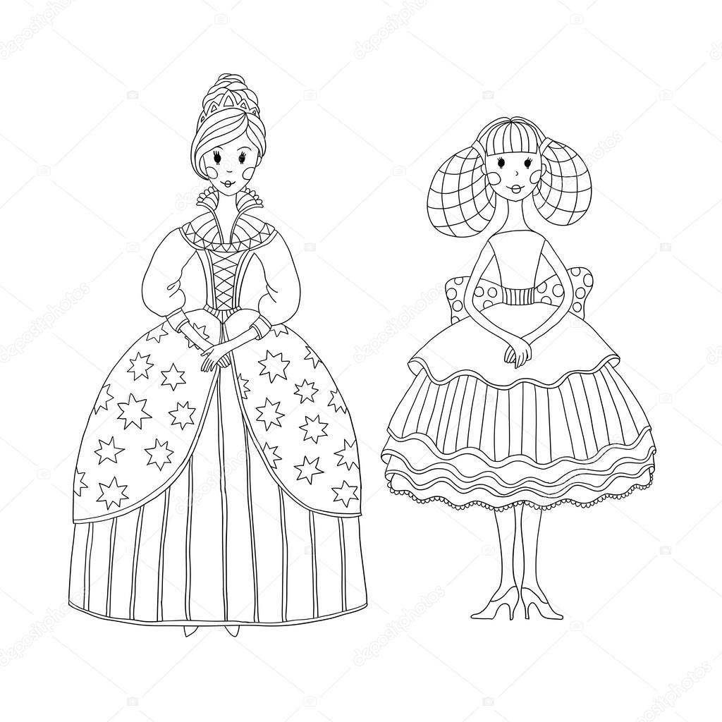 Princess and ballerina for coloring book stock vector by katbuslaeva