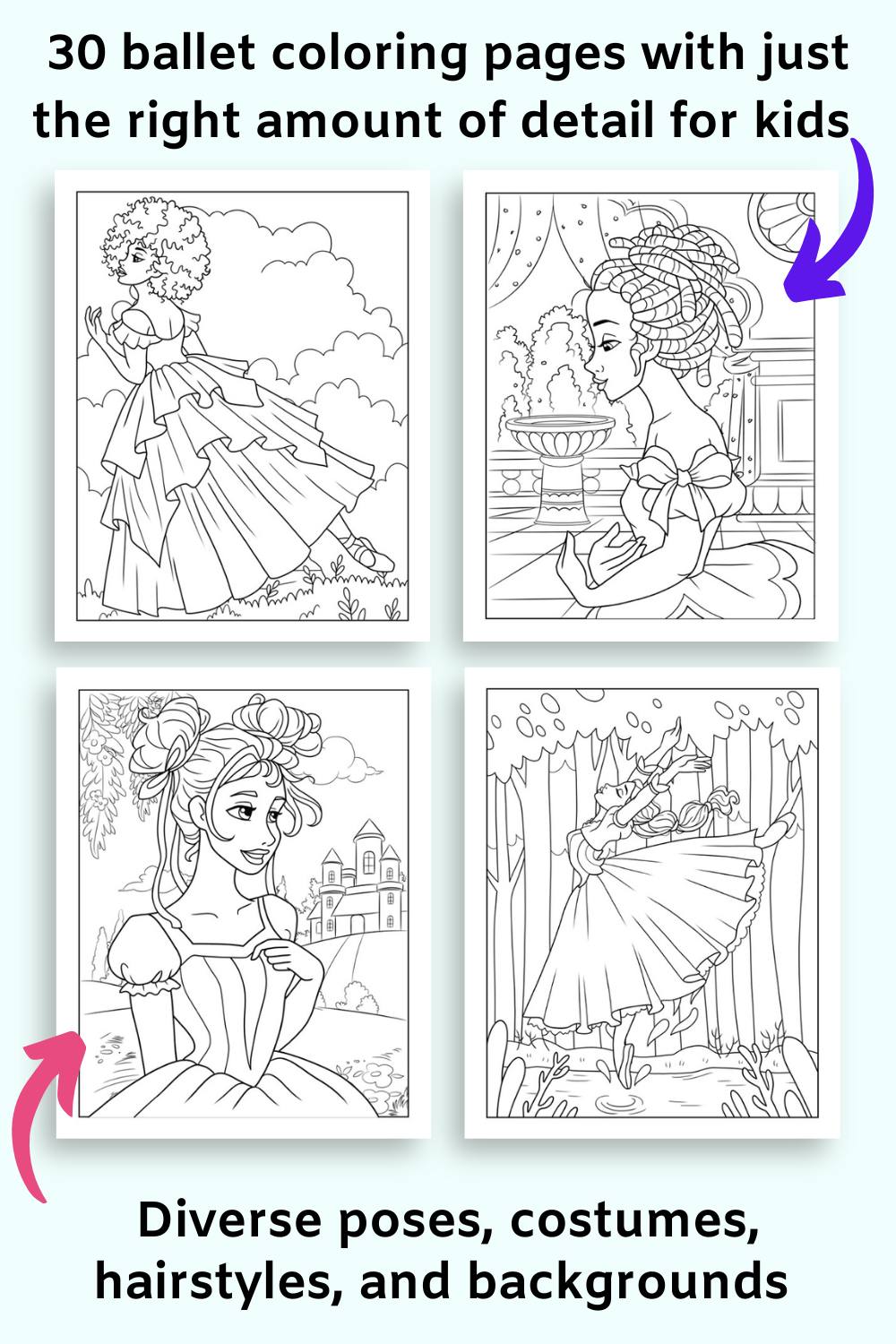 Ballerina coloring book for kids â the artisan life