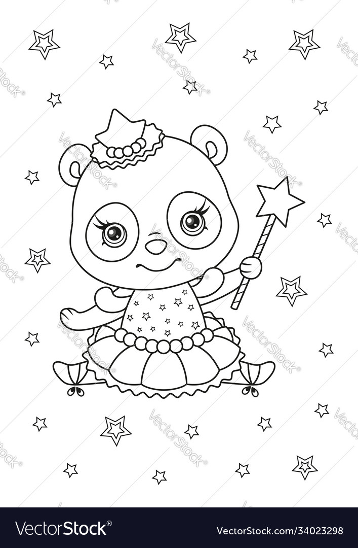 Cute panda ballerina coloring page royalty free vector image