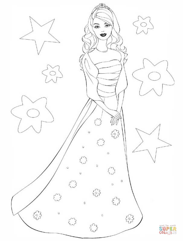 Barbie princess coloring page free printable coloring pages