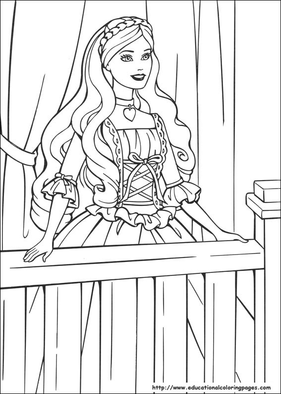 Barbie princess coloring pages free for kids