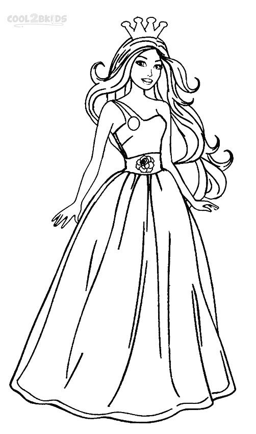 Printable barbie princess coloring pages for kids coolbkids barbie coloring barbie drawing barbie coloring pages