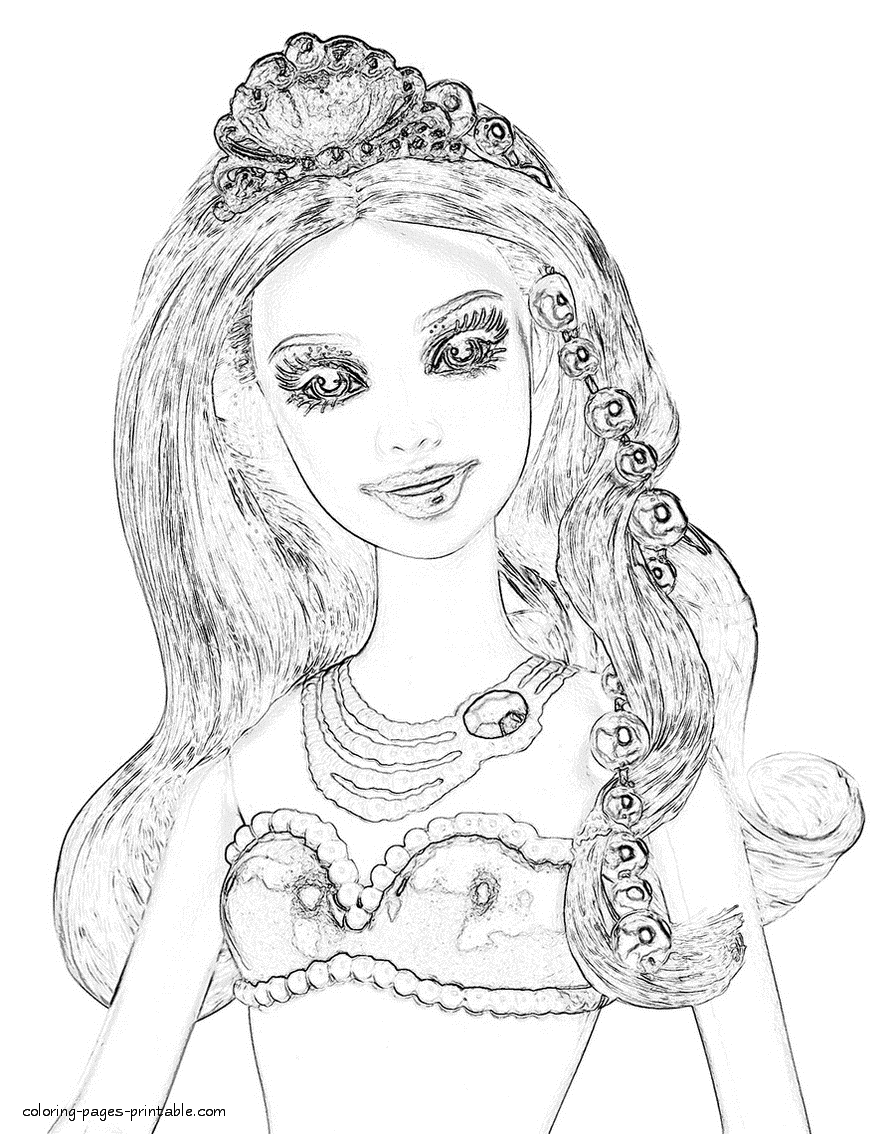 Pearl princess barbie coloring pages coloring