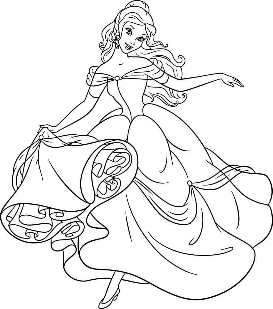 The beauty and the beast princess belle coloring page