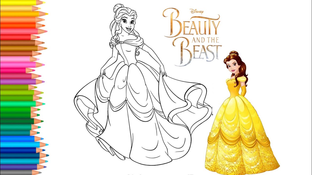 Princess belle coloring pages beauty and the beast coloring videos