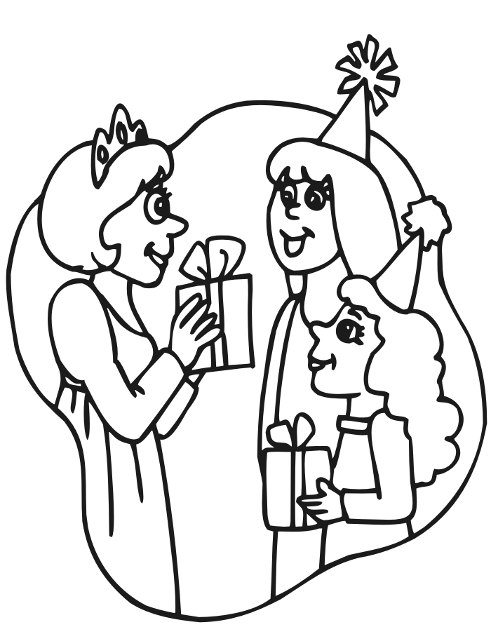 Princess party coloring page