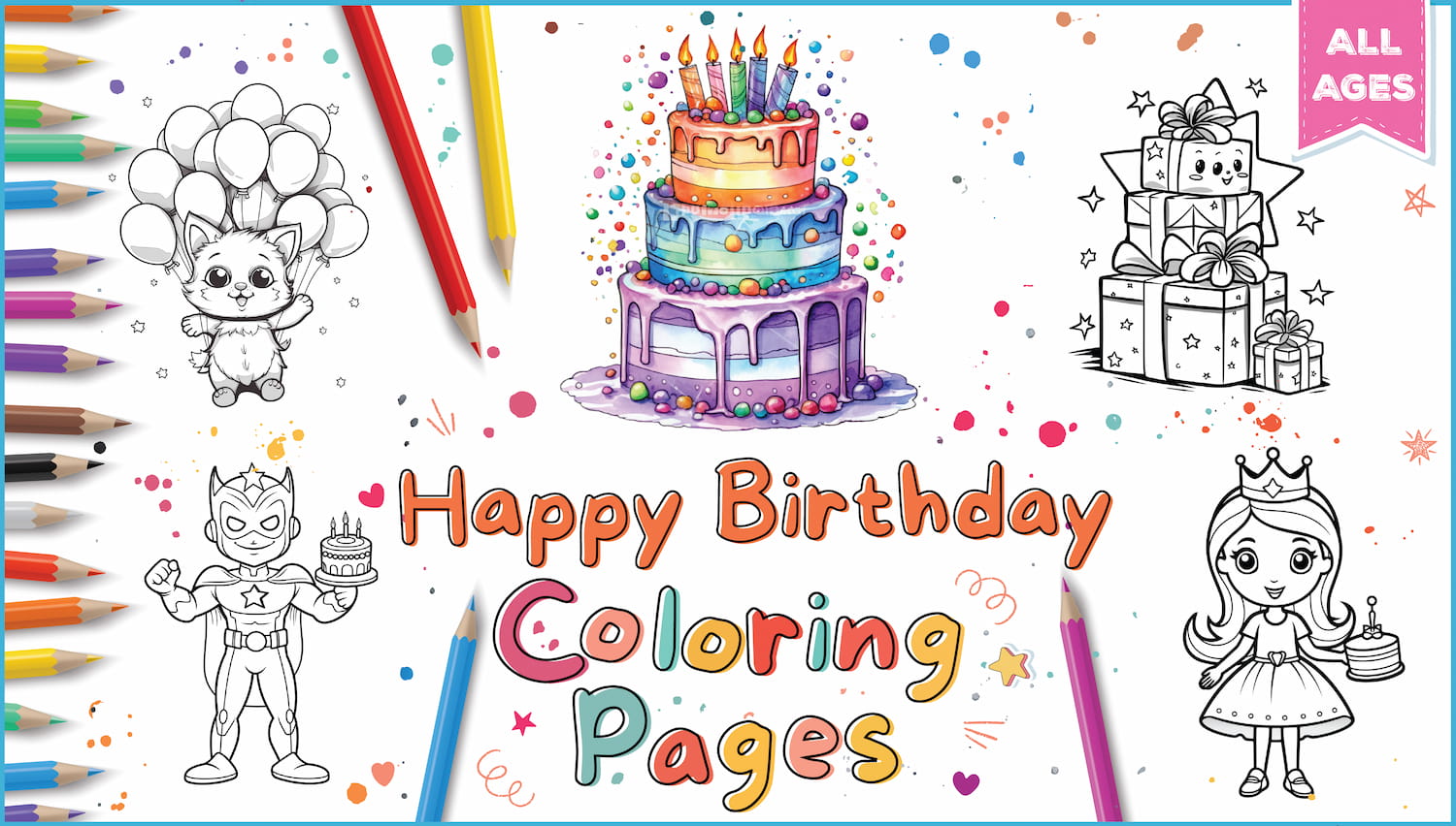 Happy birthday coloring pages