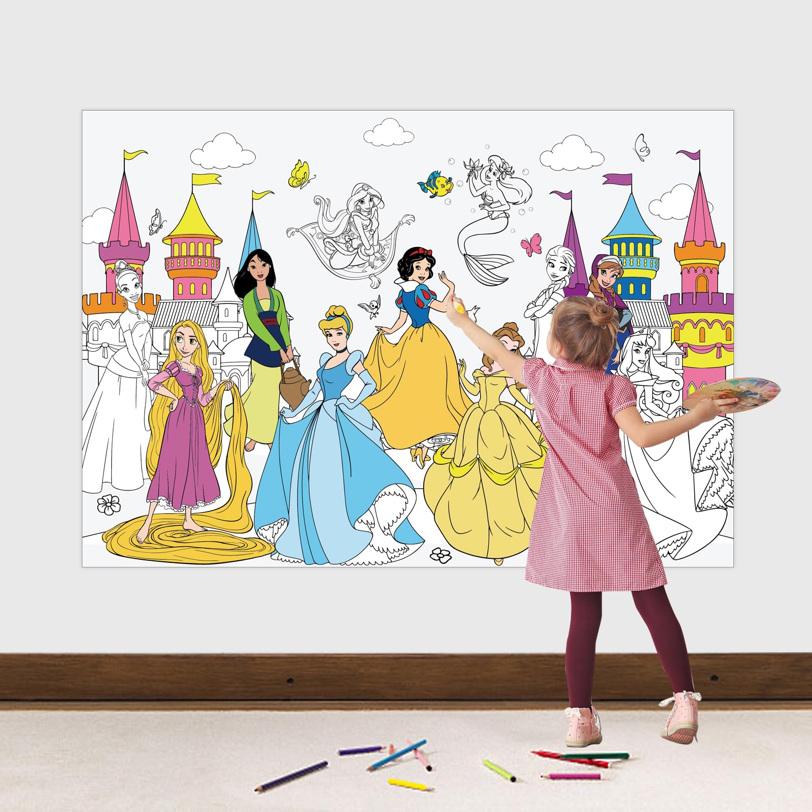 Xfycute princess birthday party favors princess coloring book giant coloring poster large coloring tablecloth huge table cover for princess party supplies favor x inch toys games