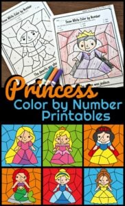 Princess color by number printables