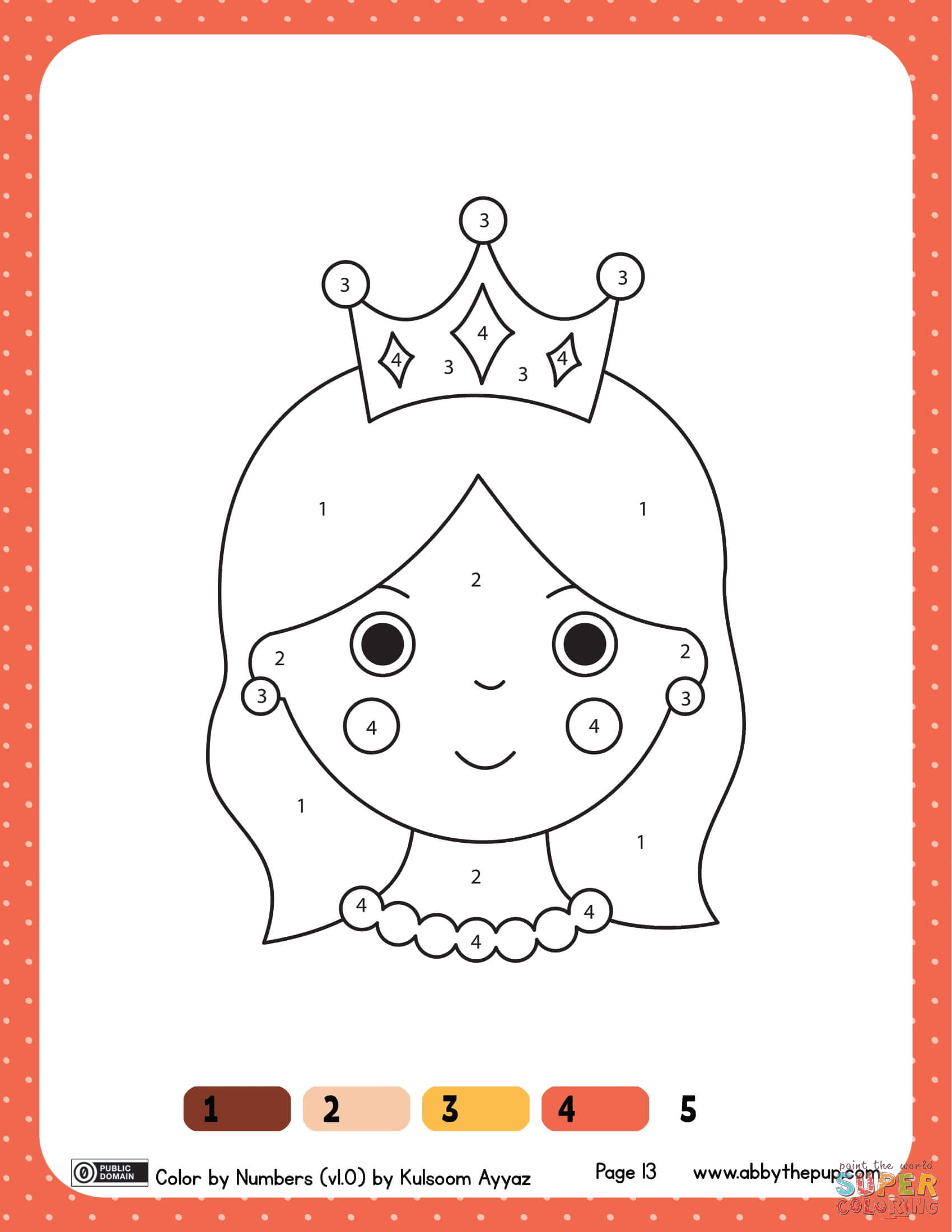 Princess color by numbers
