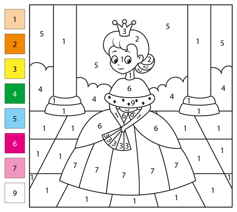 Queen color by number free printable coloring pages