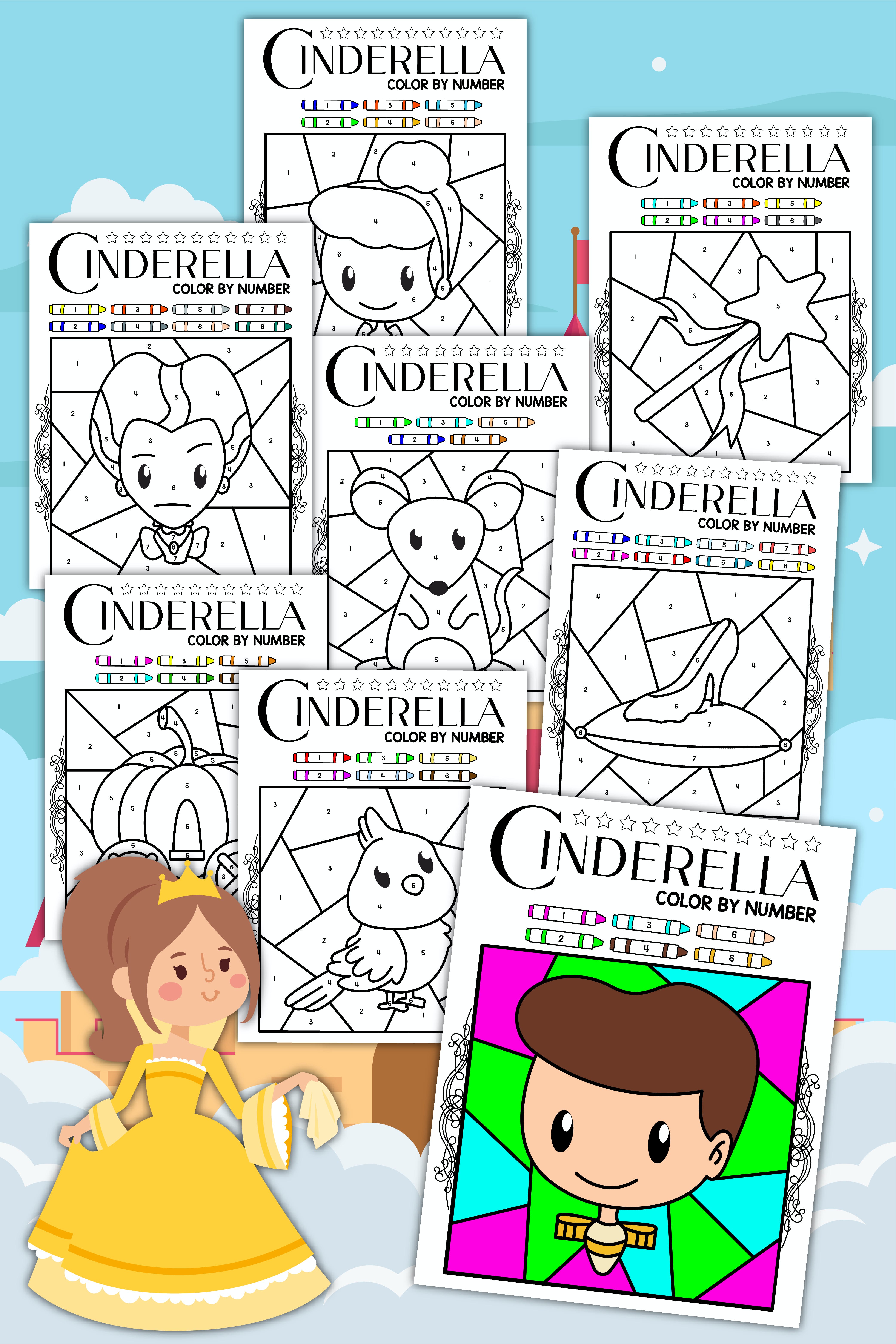 Disney princess color by number printables