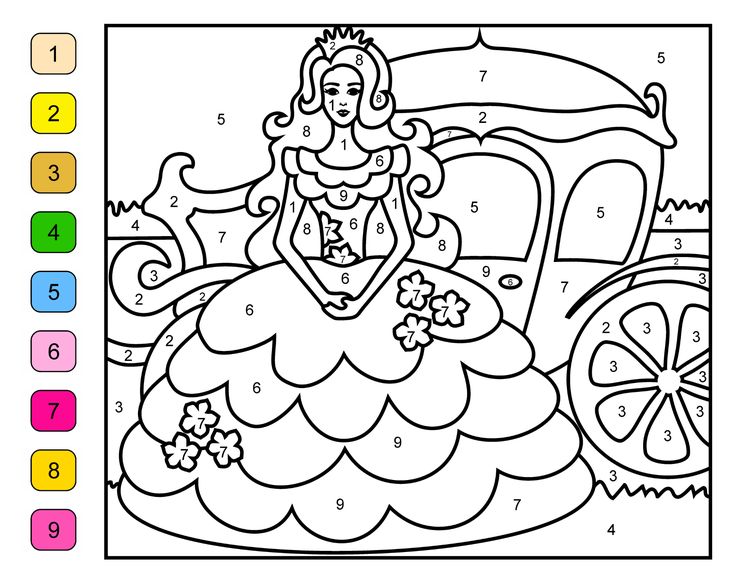 Princess color by number coloring pages disegni da colorare libri da colorare stampabili prescolari