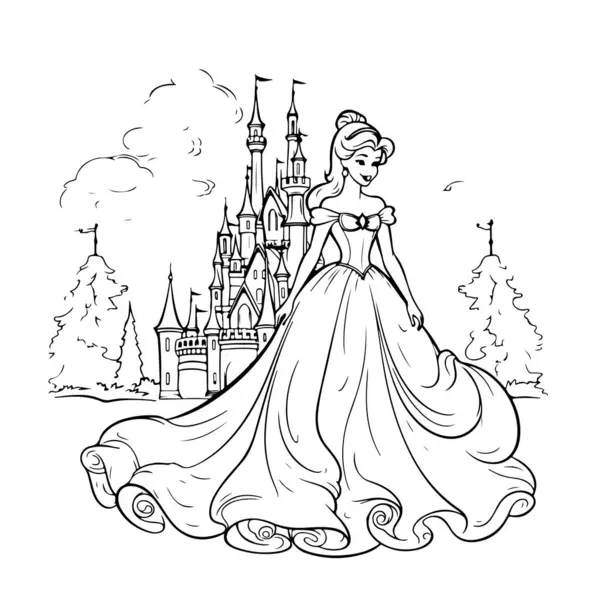 Illustration princess castle coloring book stock vector by veronikam