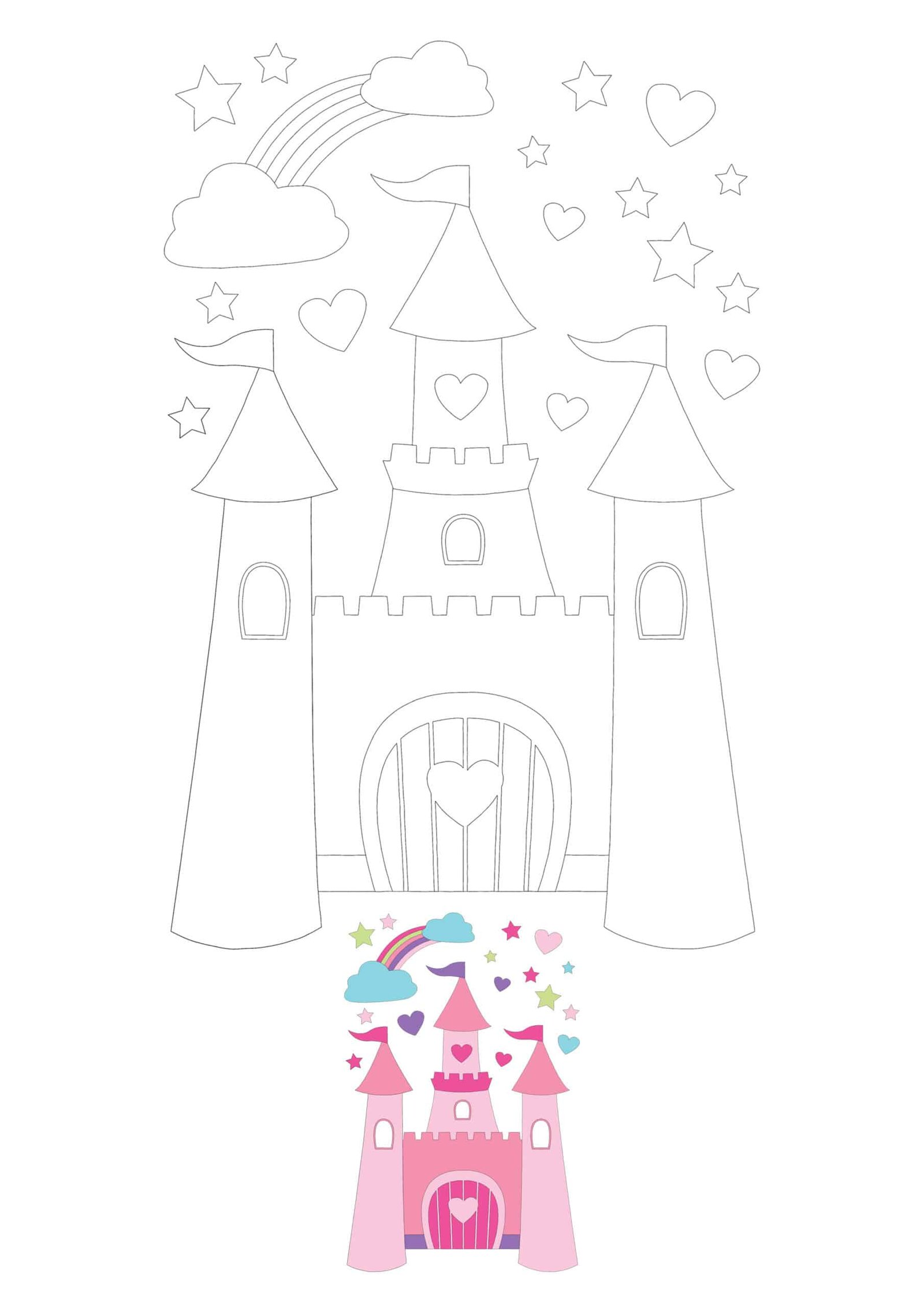 Easy princess castle coloring pages