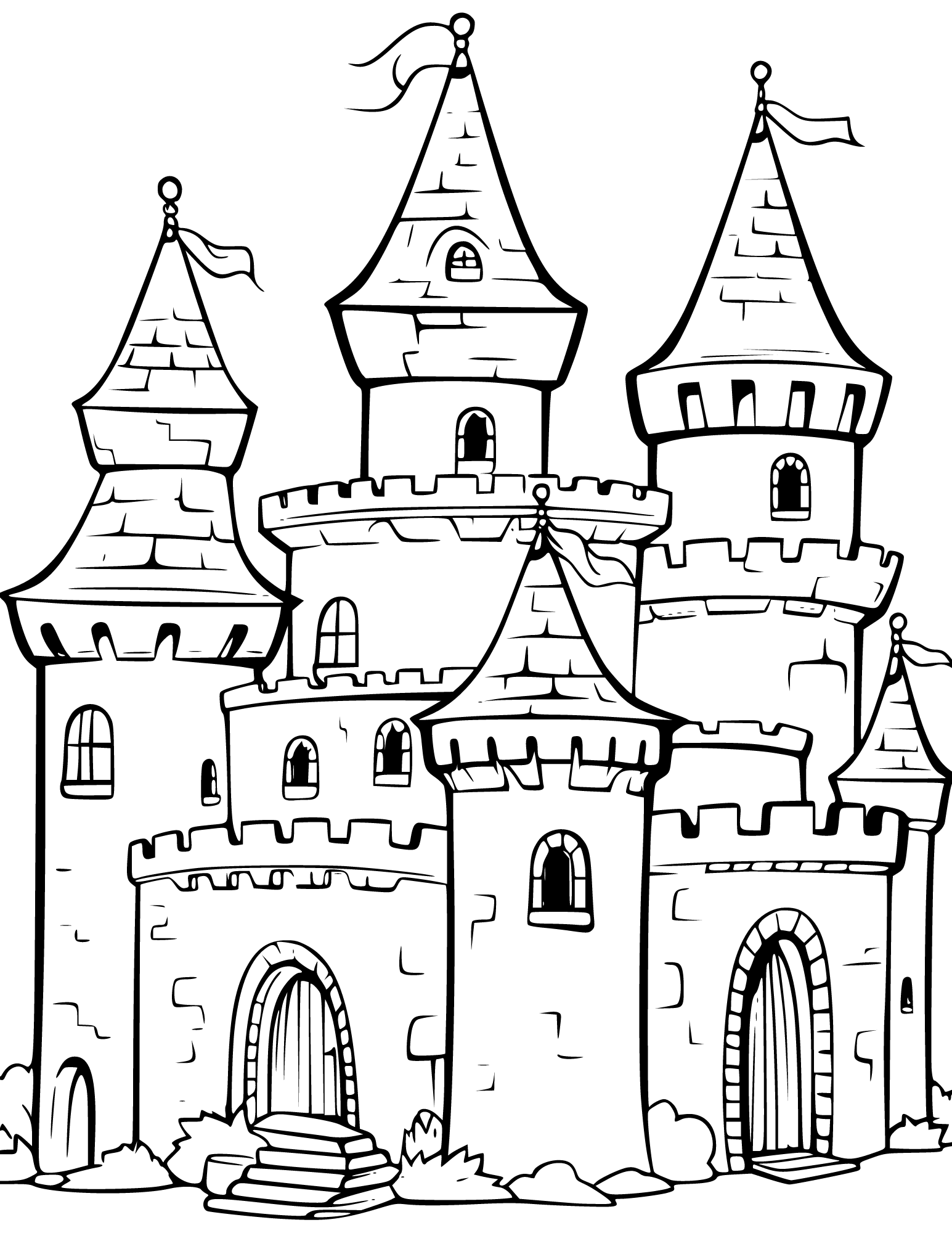 Free castle coloring pages for kids and adults