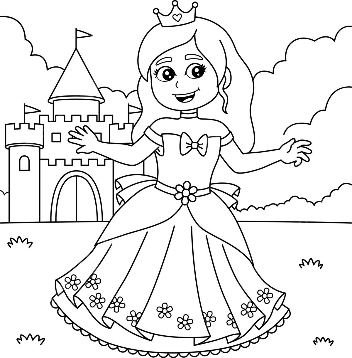 Castle princess coloring page for children vector line color vector castle drawing ring drawing princess drawing png and vector with transparent background for free download