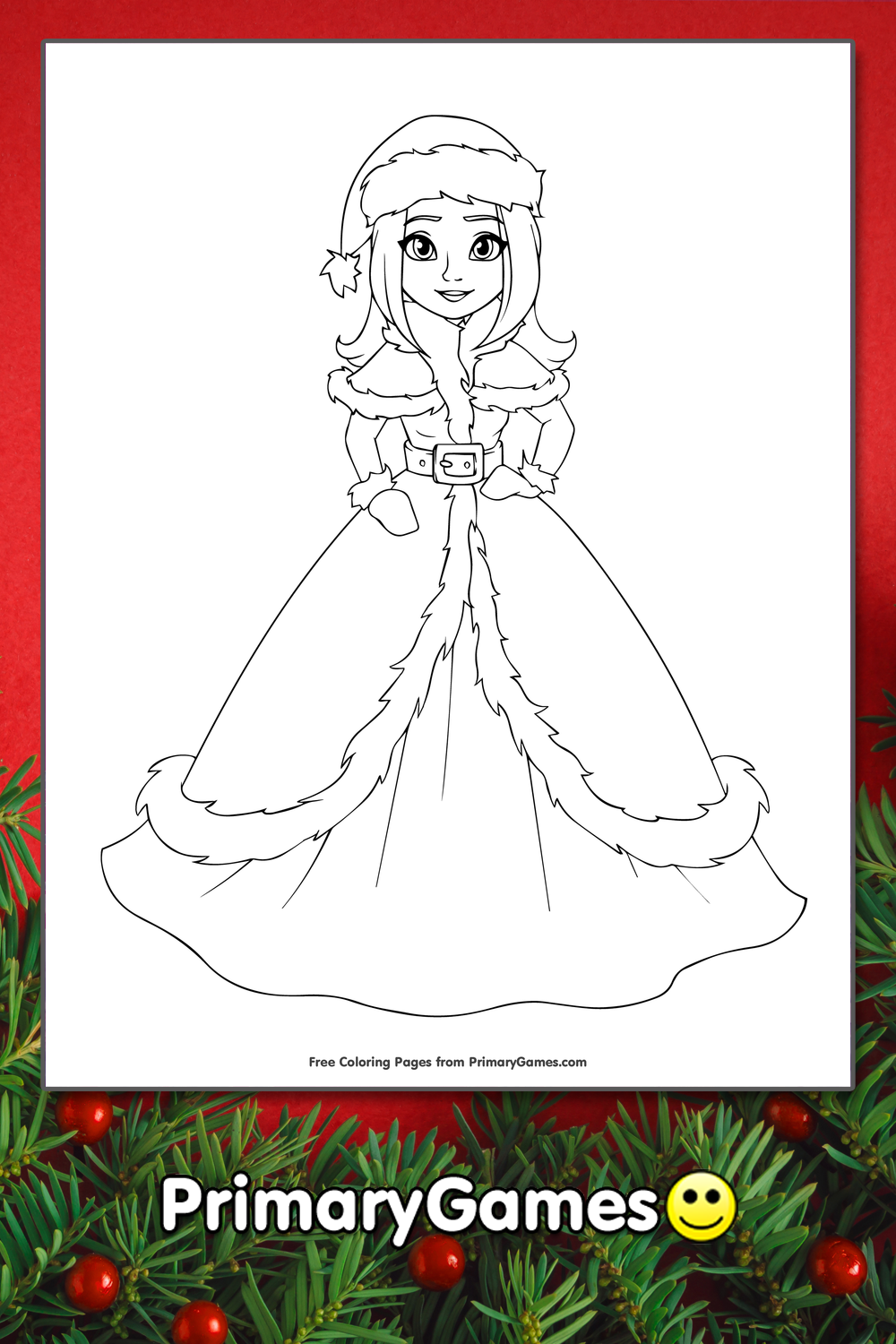 Christmas princess coloring page â free printable pdf from