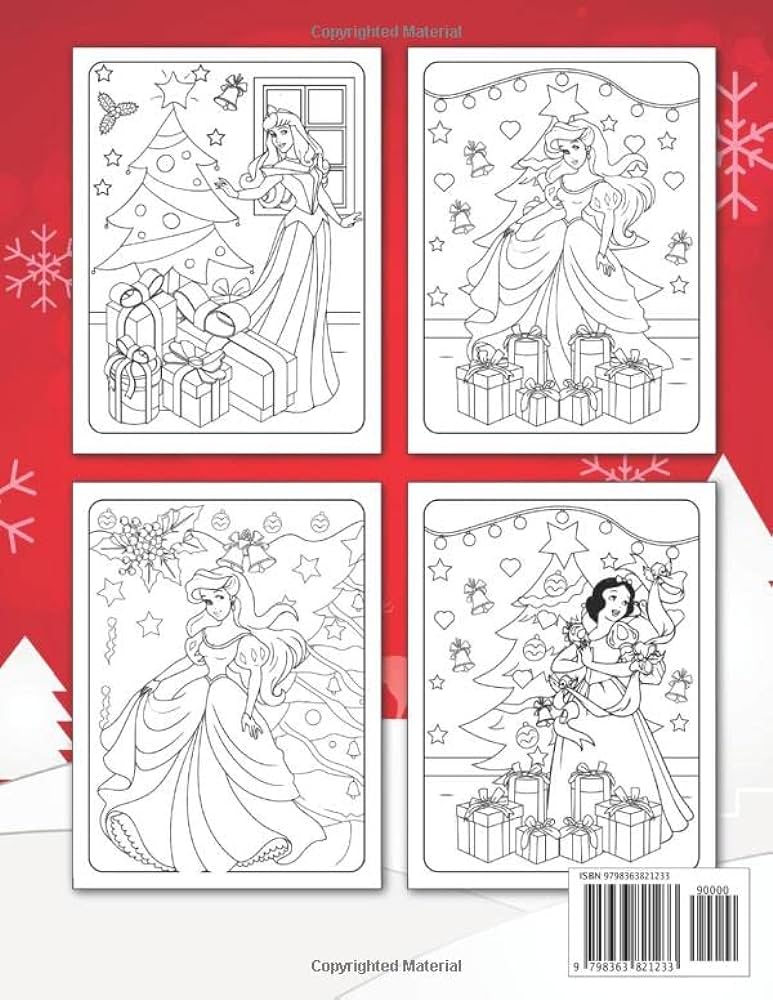 Christmas princess coloring book easy to color a festive coloring book to color including princess santa christmas trees reindeer ornaments toys and more princessthk books