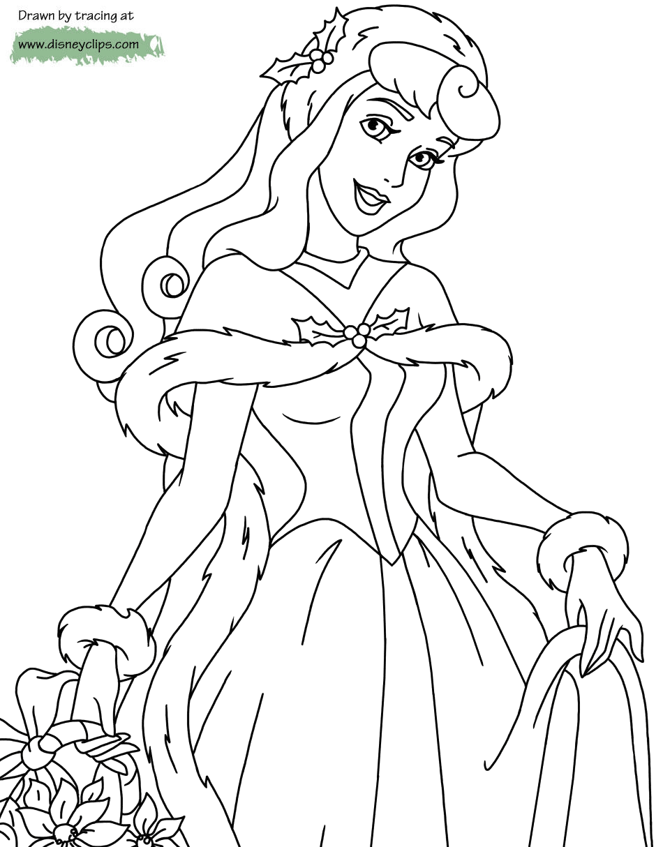 Disney princess christmas coloring pages
