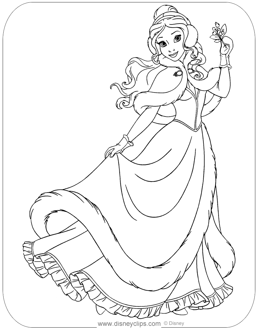 Disney princess christmas coloring pages