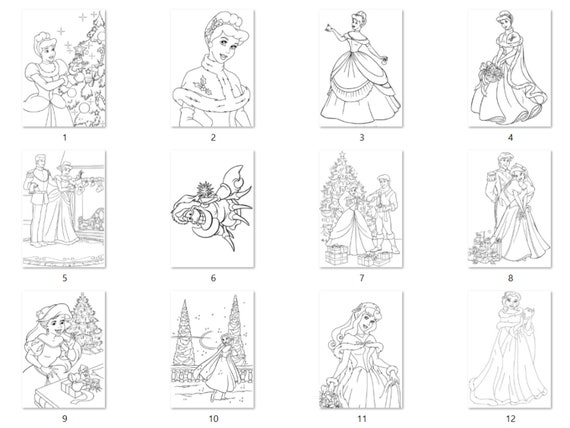 Princess christmas coloring pages various christmas cartoon cliparts coloring book mickey mouse and friends sublimation christmas coloring