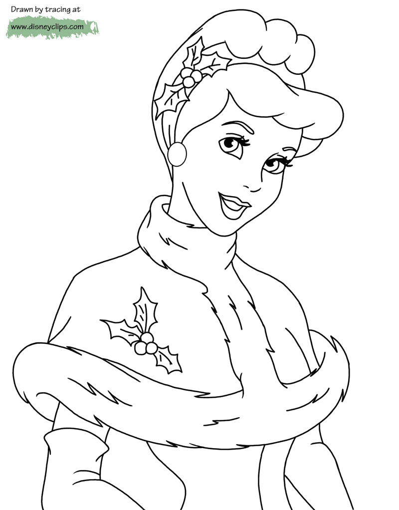 Disney princess christmas coloring pages