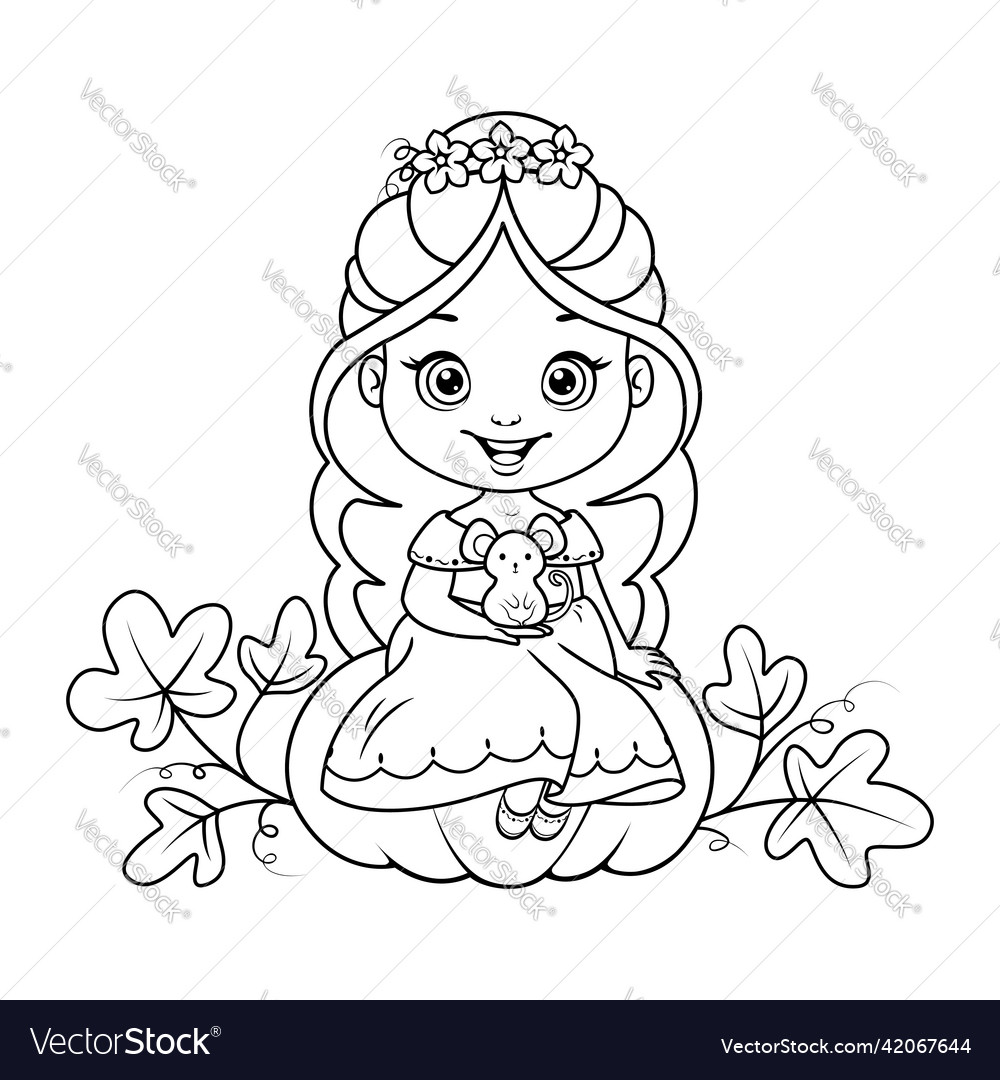 Princess cinderella coloring page royalty free vector image
