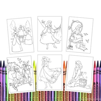 Printable cinderella coloring pages disney fairy tale delight tpt