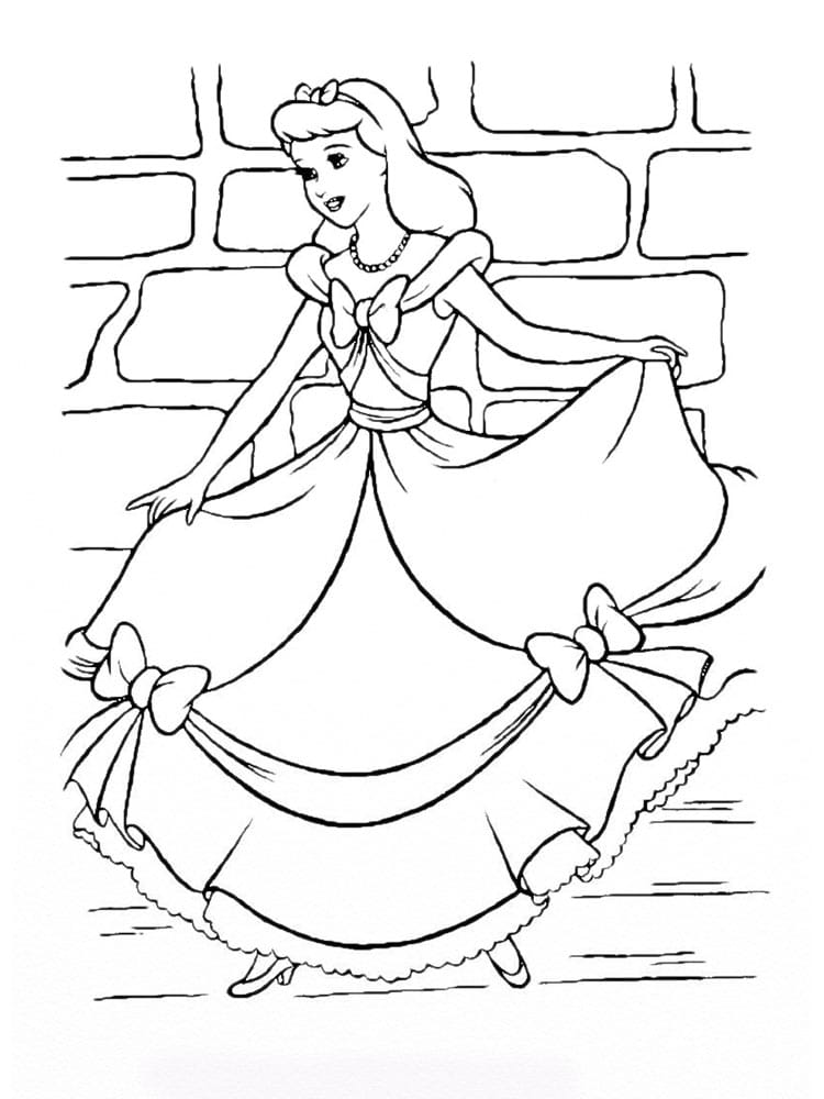 Cinderella dancing in the room coloring page