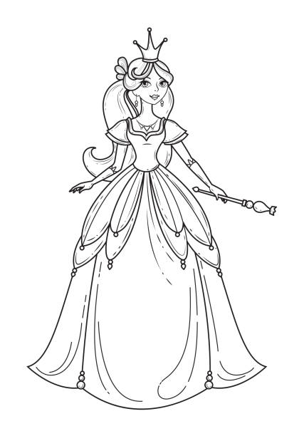 Cinderella coloring page stock illustrations royalty