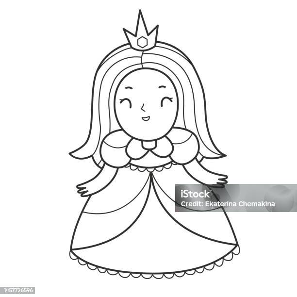 Princess coloring book for kids coloring page with a girl princess in a dress and with