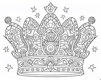 Crown coloring pages for kids and adults coronation coloring sheets crowns for a king queen prince or princess printable pdf pages