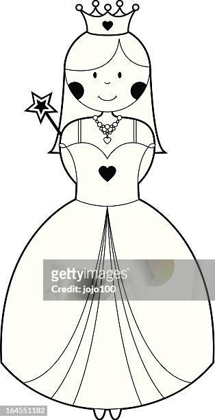 Smiling princess character with wand and crown to lor in high