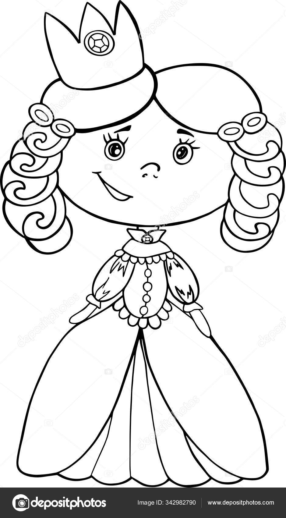 Princess girl coloring outline illustration isolate crown laughing baby picture stock vector by masyanyagmail
