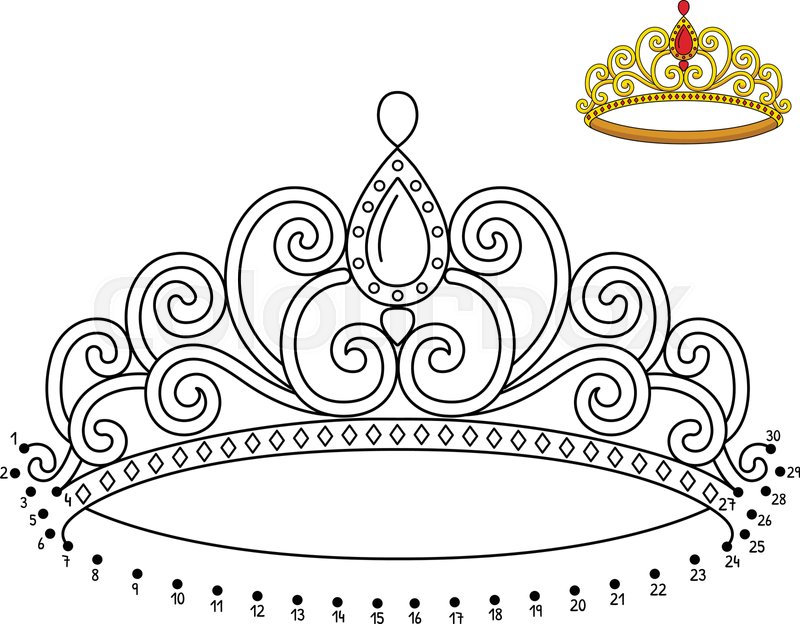 Dot to dot princess crown coloring page stock vector