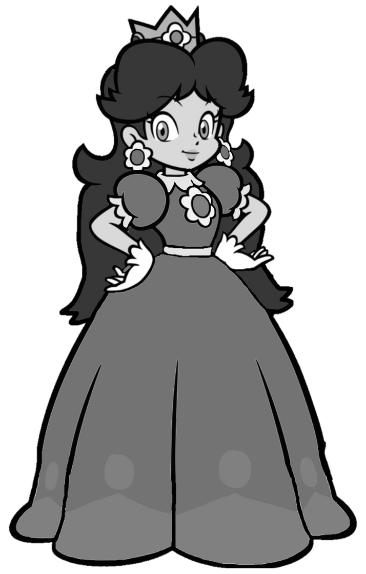 Super mario princess daisy b and w d by joshuat on