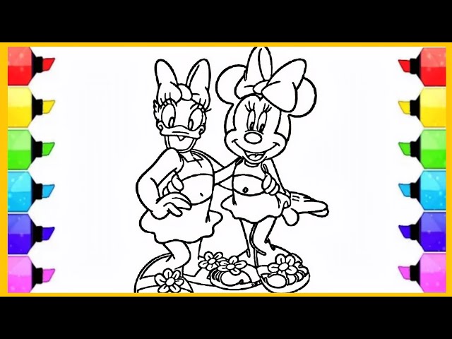 Innie ouse and daisy duck drawing painting and coloring pages for kids toddlers lets draw