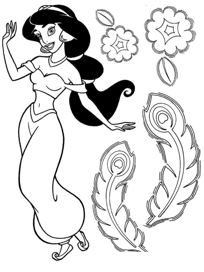 Coloring pages princess jasmine clipart colouring page