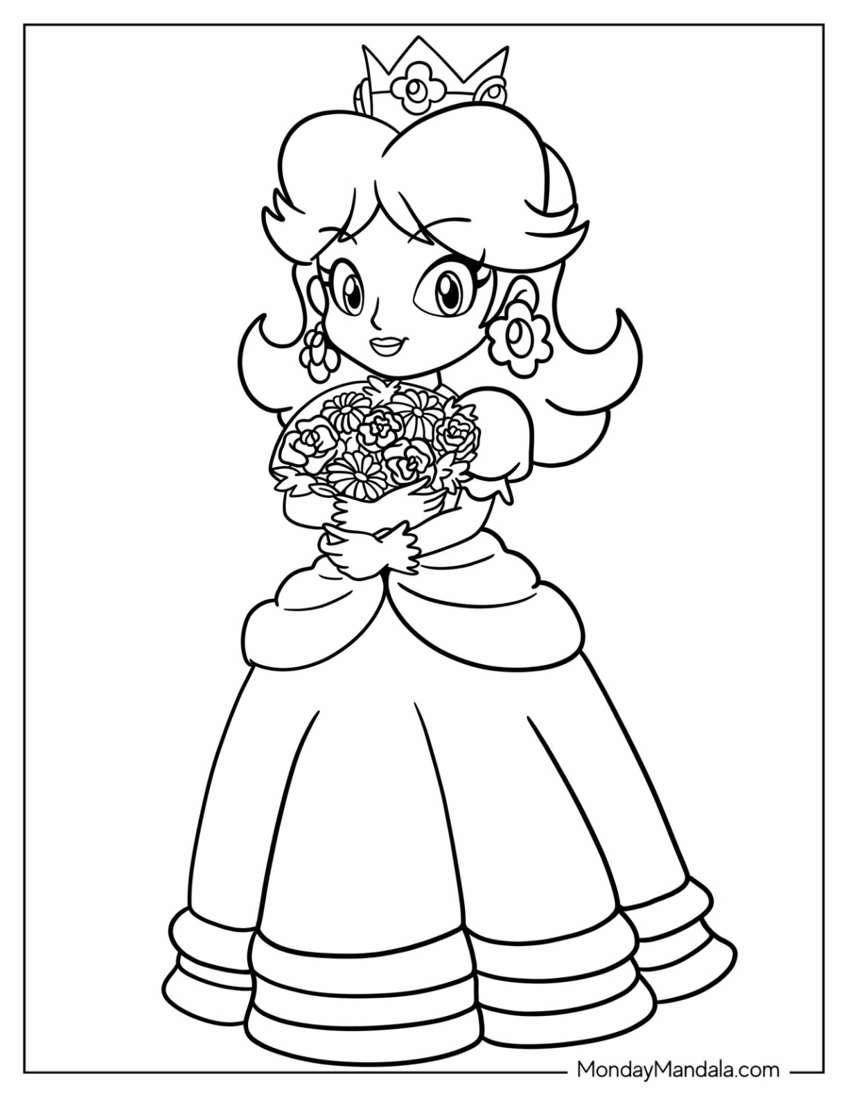 Princess daisy coloring pages free pdf printables