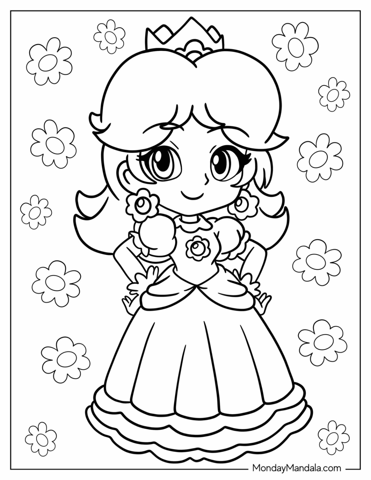 Princess daisy coloring pages free pdf printables